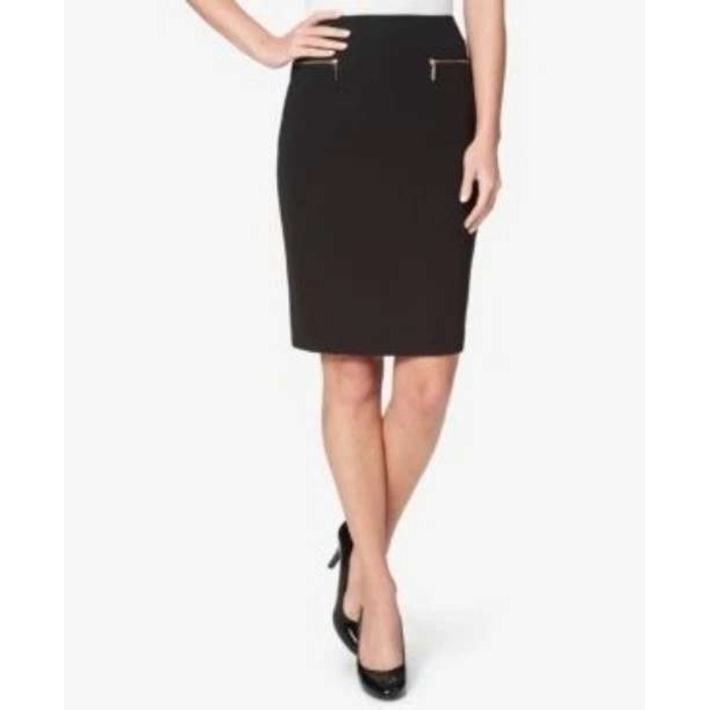 NEW Tommy Hilfiger Straight Pencil Skirt Black Size 10 Knee Length Office Career